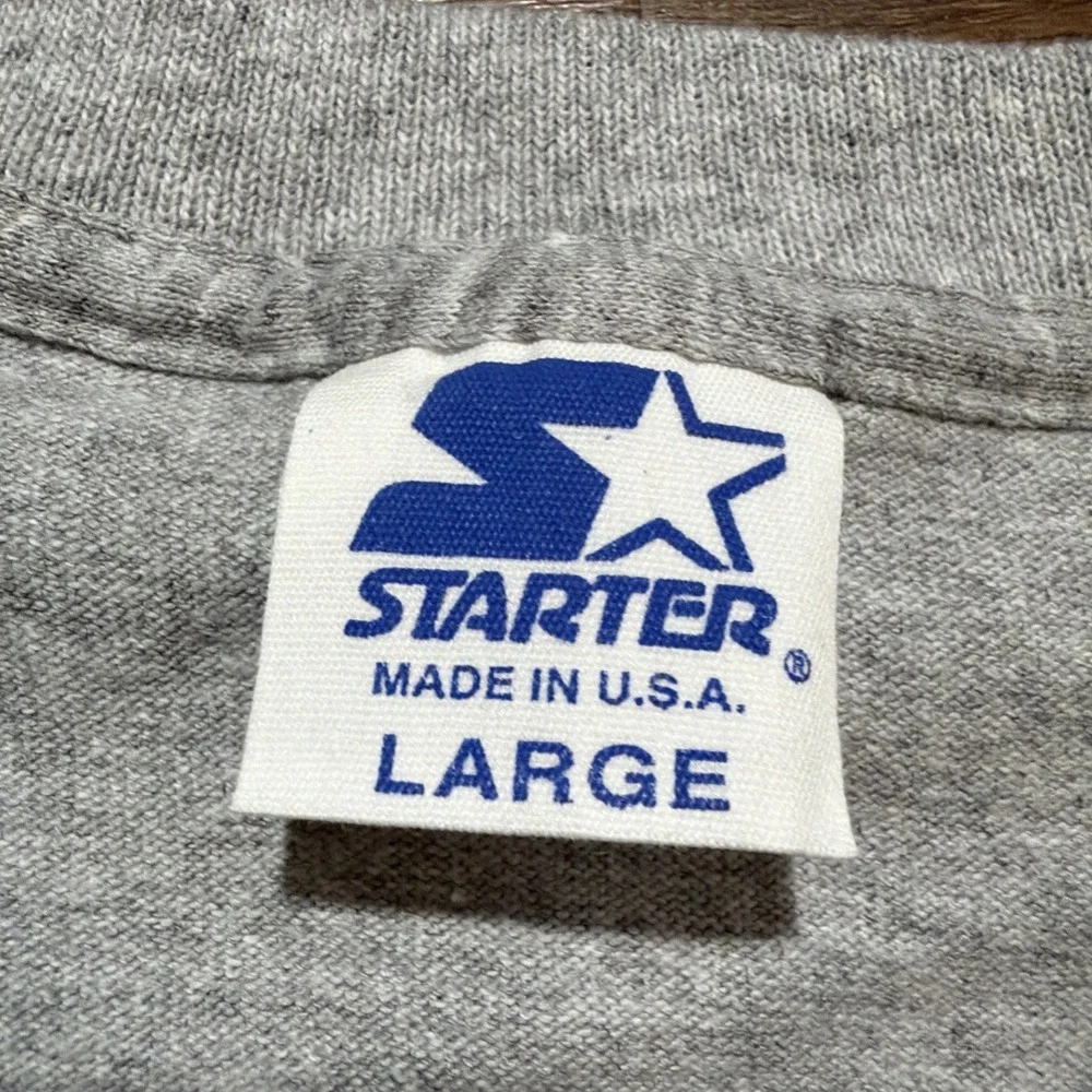 Vintage 90s Chicago Bulls Starter T-Shirt Gray Mens LARGE NBA USA Embroidered - Picture 9 of 12